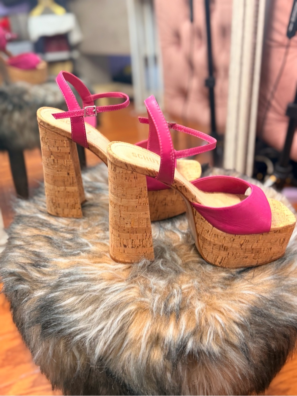 SHUTZ nwt bright fushia pink and cortz platform heals - Picture 10 of 10